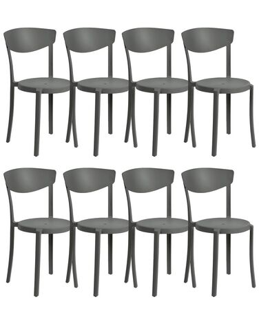 Conjunto de 8 cadeiras de jantar cinzentas escuras VIESTE