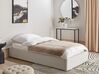 Čalúnená posteľ s úložným priestorom 90 x 200 cm svetlobéžová DINAN_903611