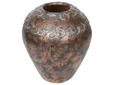 Vase décoratif en terre cuite 30 cm cuivré et turquoise NIDA