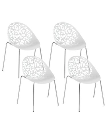 Set di 4 sedie da pranzo in metallo e plastica bianca MUMFORD