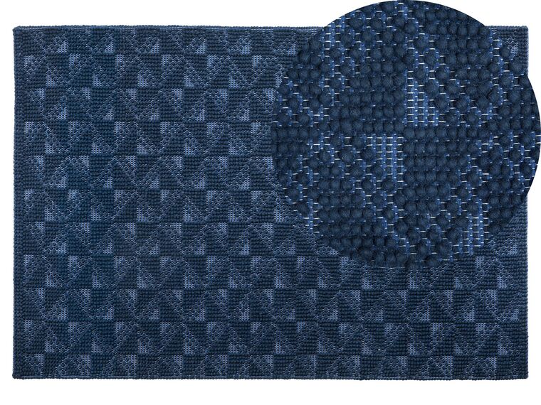 Tapete de lã azul marinho 140 x 200 cm SAVRAN_802965