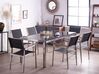Conjunto de mesa com tampo triplo granito polido preto 180 x 90 cm e 6 cadeiras pretas GROSSETO_766644