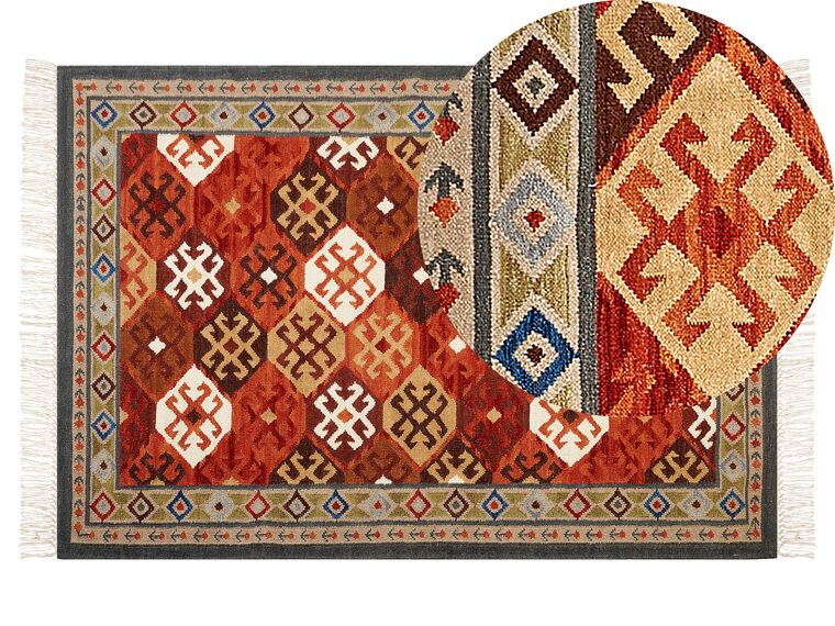 Vlněný kelimový koberec 140 x 200 cm vícebarevný URTSADZOR_859146