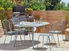Zestaw ogrodowy metalowy stół i 4 krzesła jasnoniebieski CALVI z parasolem (16 opcji do wyboru)_863931