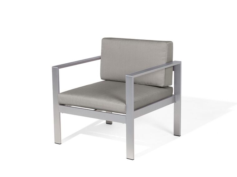 Beliani - Table de jardin acier inox plateau granit triple noir flambé 220 cm avec 8 chaises en textile beige GROSSETO - Jardin Beliani - Table de jardin acier inox plateau granit triple noir flambé 220 cm avec 8 chaises en textile beige GROSSETO - Jardin