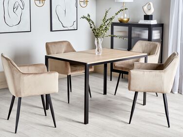 Dining Table 120 x 80 cm Light Wood with Black NEWFIELD