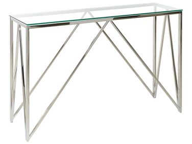 Tavolino consolle vetro temperato argento 120 x 40 cm WESO