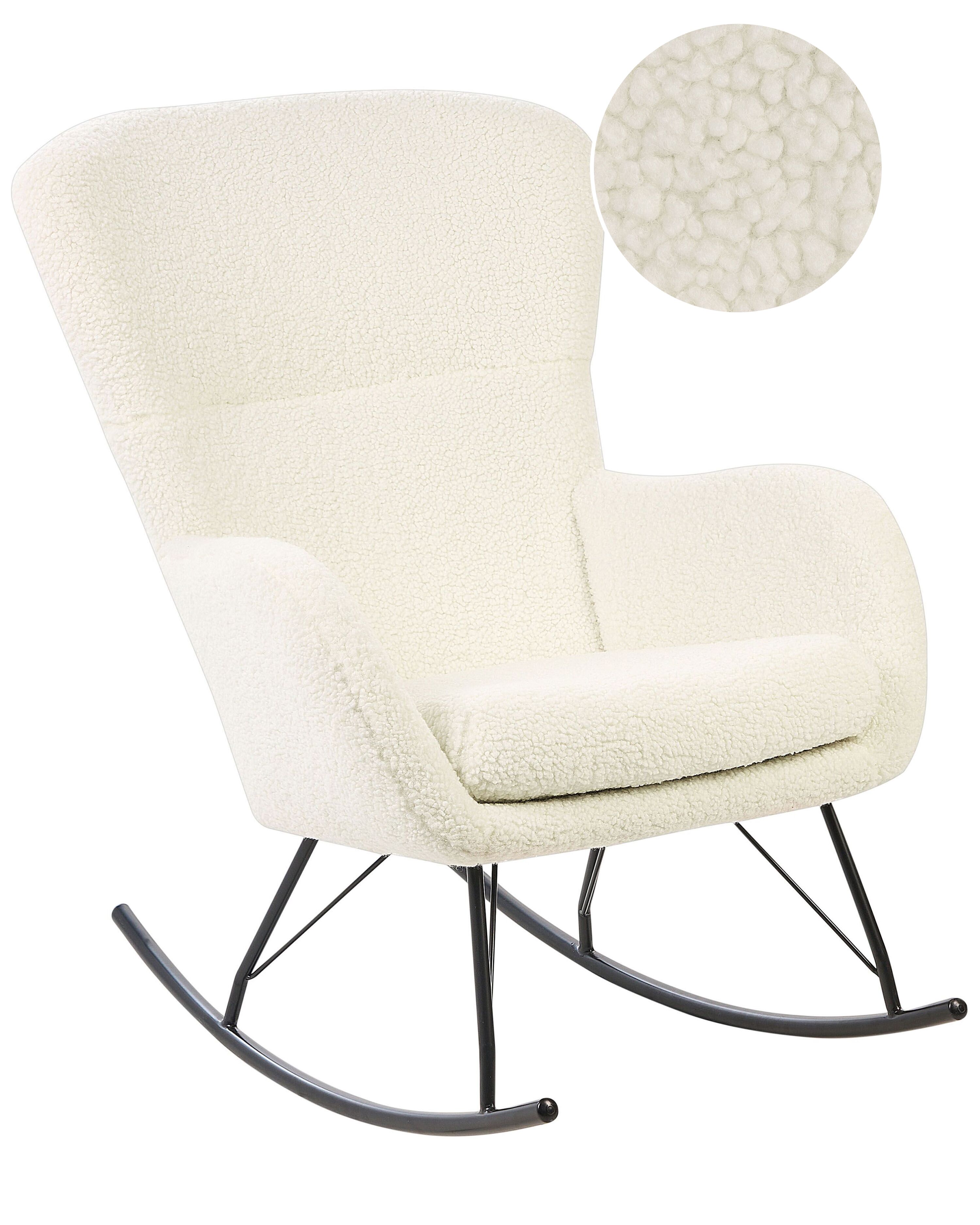 Boucle Rocking Chair Cream White and Black ANASET | Beliani.co.uk