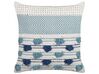 Cotton Cushion with Tassels 45 x 45 cm White and Blue DATURA_840104