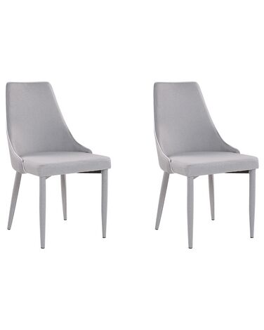 Set of 2 Fabric Dining Chairs Grey CAMINO