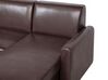 Left Hand Faux Leather Corner Sofa Bed with Storage Dark Brown OGNA_780185
