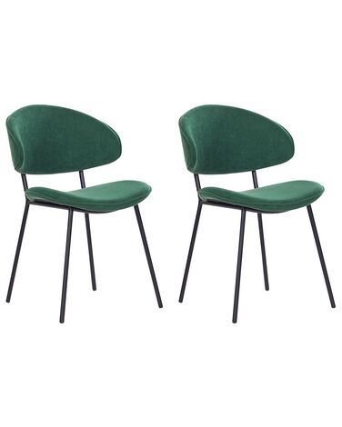 Set of 2 Fabric Dining Chairs Green KIANA