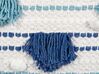 Almofada decorativa em algodão branco e azul com borlas 45 x 45 cm DATURA_840107