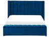Łóżko welurowe z ławką 160 x 200 cm niebieskie NOYERS_834697