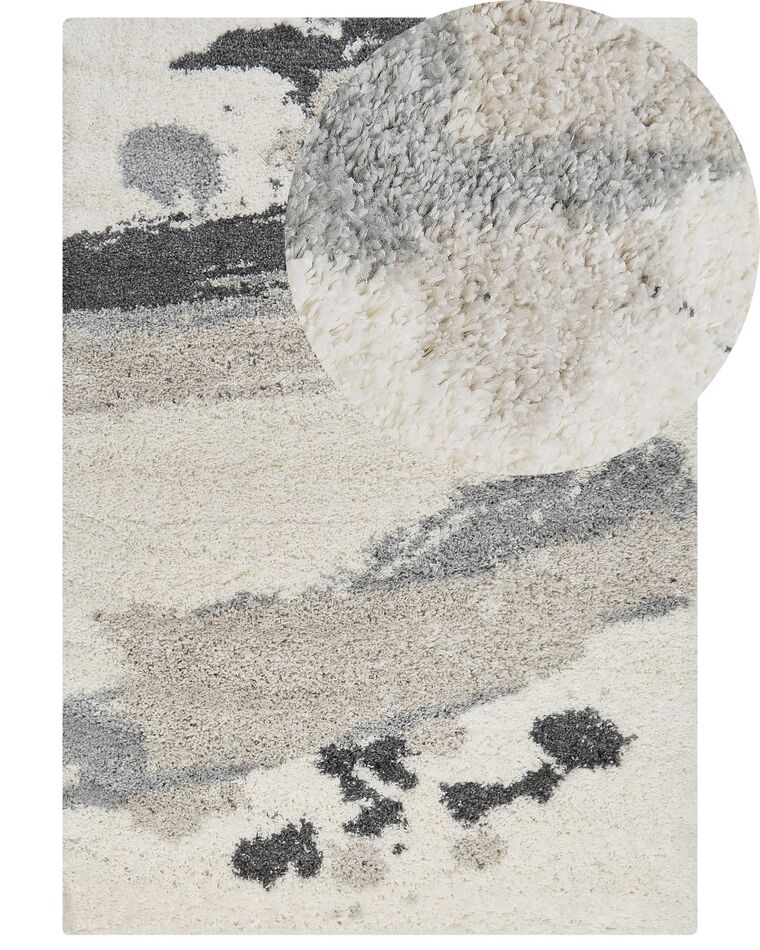 Fehér és szürke hosszú szálú szőnyeg 160 x 230 cm GORIS_854464
