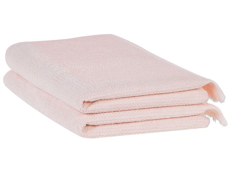 Lot de 2 serviettes de bain en coton rose pastel ATIU_843373