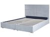 Zamatová posteľ s úložným priestorom 180 x 200 cm svetlosivá VERNOYES_861512