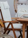 Zestaw ogrodowy drewno akacjowe stół i 6 krzeseł z poduszkami kremowymi JAVA_809372