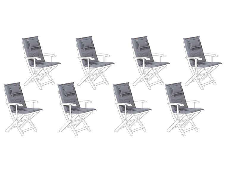 Set of 8 Outdoor Seat/Back Cushions Graphite Grey MAUI_765143