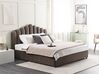 Zamatová posteľ s úložným priestorom 180 x 200 cm sivobéžová VINCENNES_817719