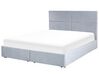 Zamatová posteľ s úložným priestorom 180 x 200 cm svetlosivá VERNOYES_861509