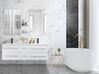 Badrumsmöbler väggskåp 2 spegel 2 tvättställ och glashylla vit MADRID_58817