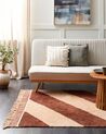 Cotton Area Rug Striped 140 x 200 cm Brown and Beige XULUF_906847