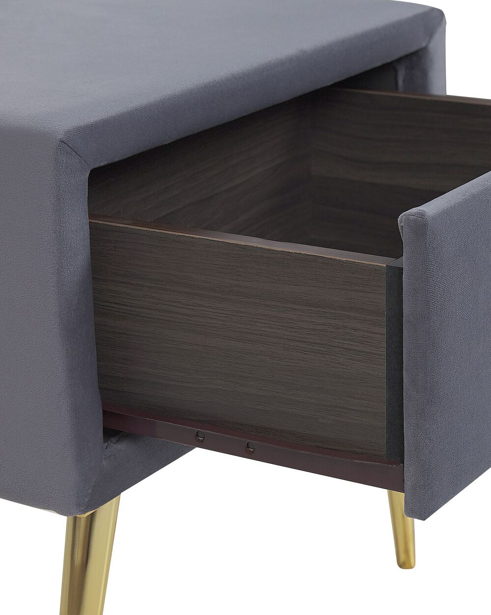 1 Drawer Velvet Bedside Table Grey FLAYAT Beliani.co.uk