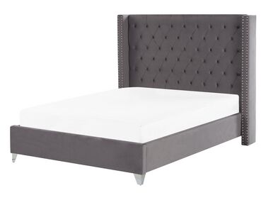 Velvet EU Double Size Bed Grey LUBBON 