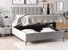 Zamatová posteľ s nočnými stolíkmi 140 x 200 cm sivá SEZANNE_800097