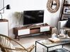 Móvel de TV com 1 gaveta e 5 prateleiras em madeira escura e branco EERIE_438323