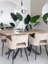 Modern Világos Fa Étkezőasztal Fekete Lábazattal 140 x 80 cm SPECTRA_824452