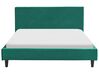 Cama de casal em veludo verde escuro 140 x 200 cm FITOU_875910