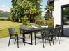 Zestaw ogrodowy stół rozkładany i 6 krzeseł czarny z poduszkami szarymi VALCANETTO/TAVIANO_857263