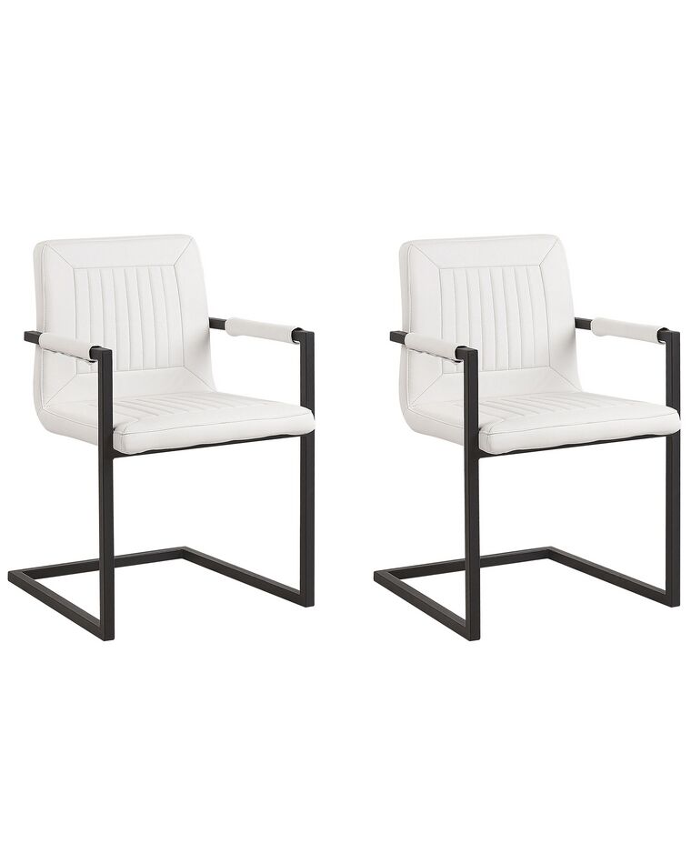 Set of 2 Faux Leather Dining Chairs Off-White BRANDOL_790067