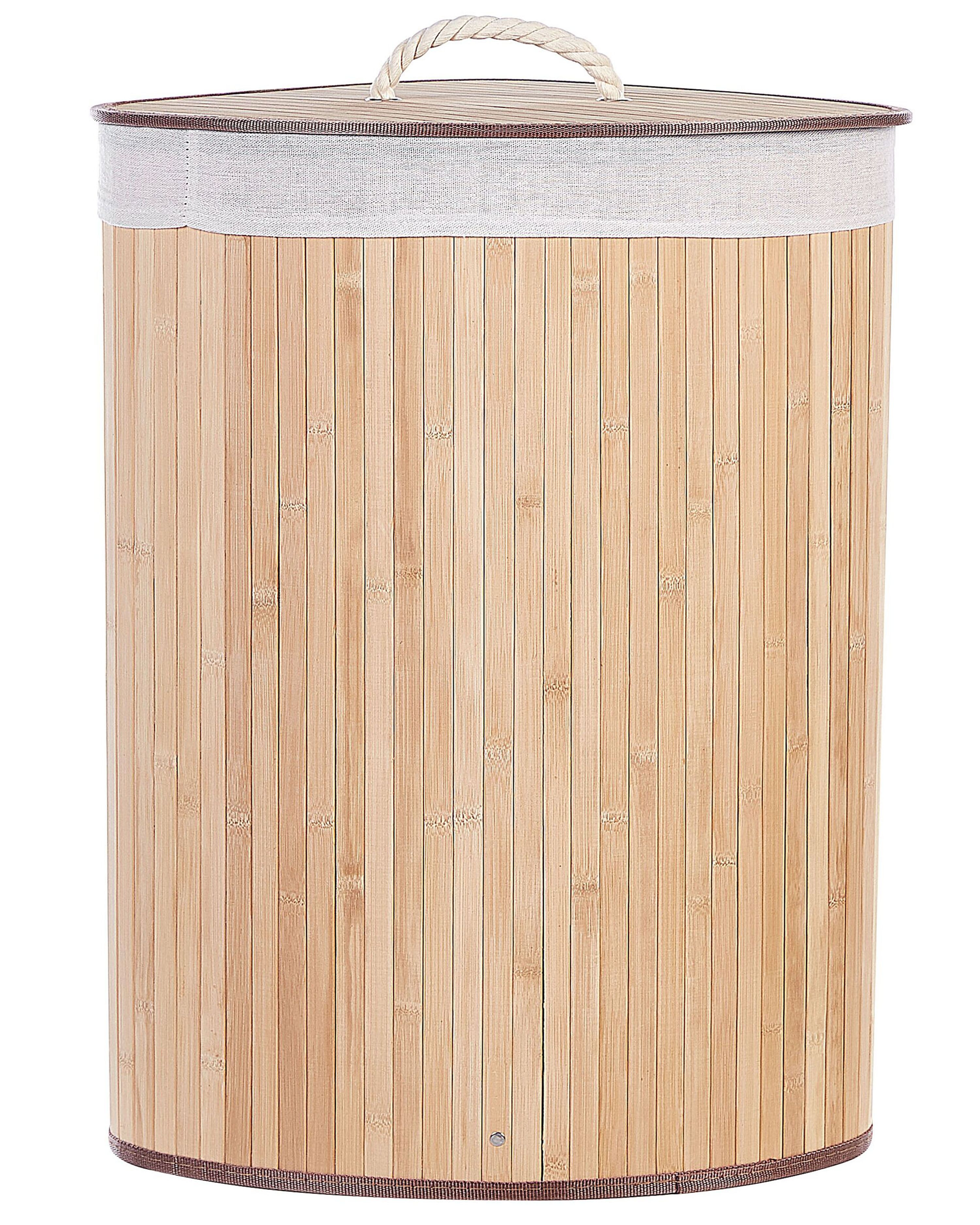 Panier à linge en bambou et intérieur amovible en tissu - 60l Couleur bois  Atmosphera