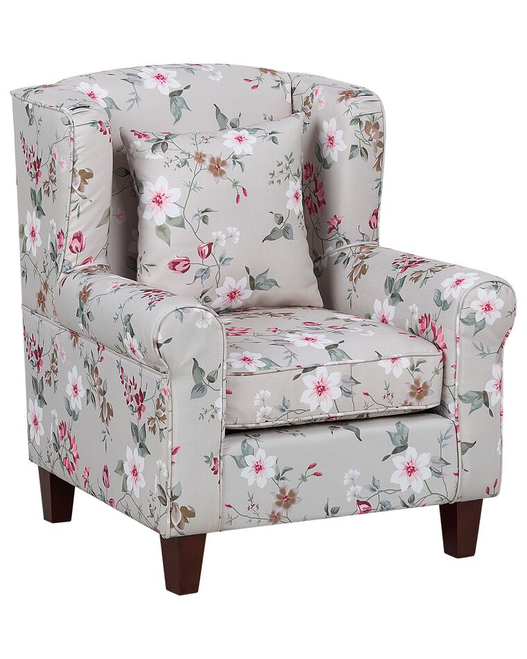 Fauteuil Club Type Cabriolet en Tissu Gris de Qualité avec Repose-pied