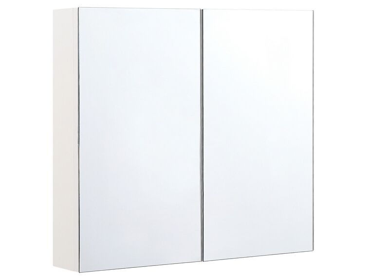 Badeværelsesskab med Spejl 80x70 cm Hvid/Sølv NAVARRA_811257