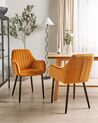 Sada 2 sametových jídelních židlí oranžové WELLSTON_901853