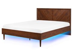Parisänky LED-valot tumma puu 160 x 200 cm MIALET Parisänky LED-valot tumma puu 160 x 200 cm MIALET
