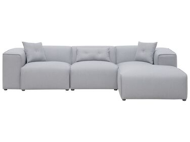 Canapé angle à gauche en tissu gris clair 3 places DOLVA