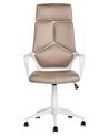 Faux Leather Swivel Office Chair Beige and White DELIGHT_834157