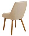 Conjunto de 2 sillas de comedor de poliéster beige arena/madera oscura MELFORT_800013