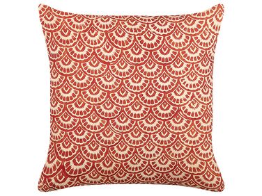 Bawełniana poduszka dekoracyjna w geometryczny wzór 45 x 45 cm czerwona RHUS