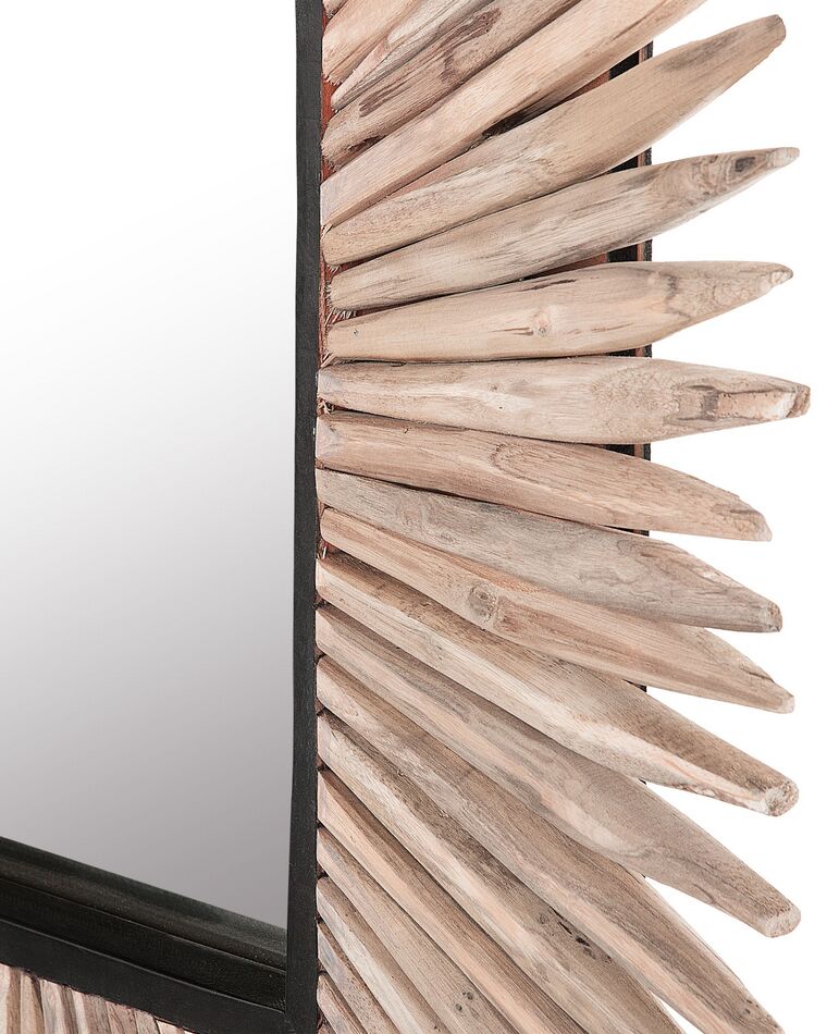 Wooden Wall Mirror 64 x 64 cm Light SASABE Beliani.co.uk