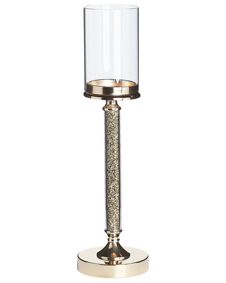 Glass Hurricane Candle Holder 48 cm Gold ABBEVILLE_788810