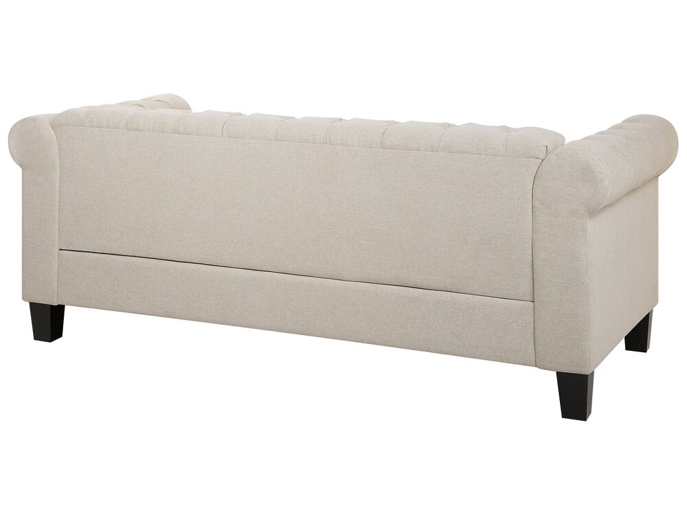 3 Seater Fabric Sofa Nailhead Trim Beige CHESTERFIELD Beliani.co.uk