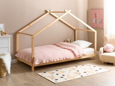 Wooden Kids House Bed EU Single Size Light ORLU 