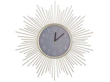 Sunburst Wall Clock ø 45 cm Gold and Grey SOLURA