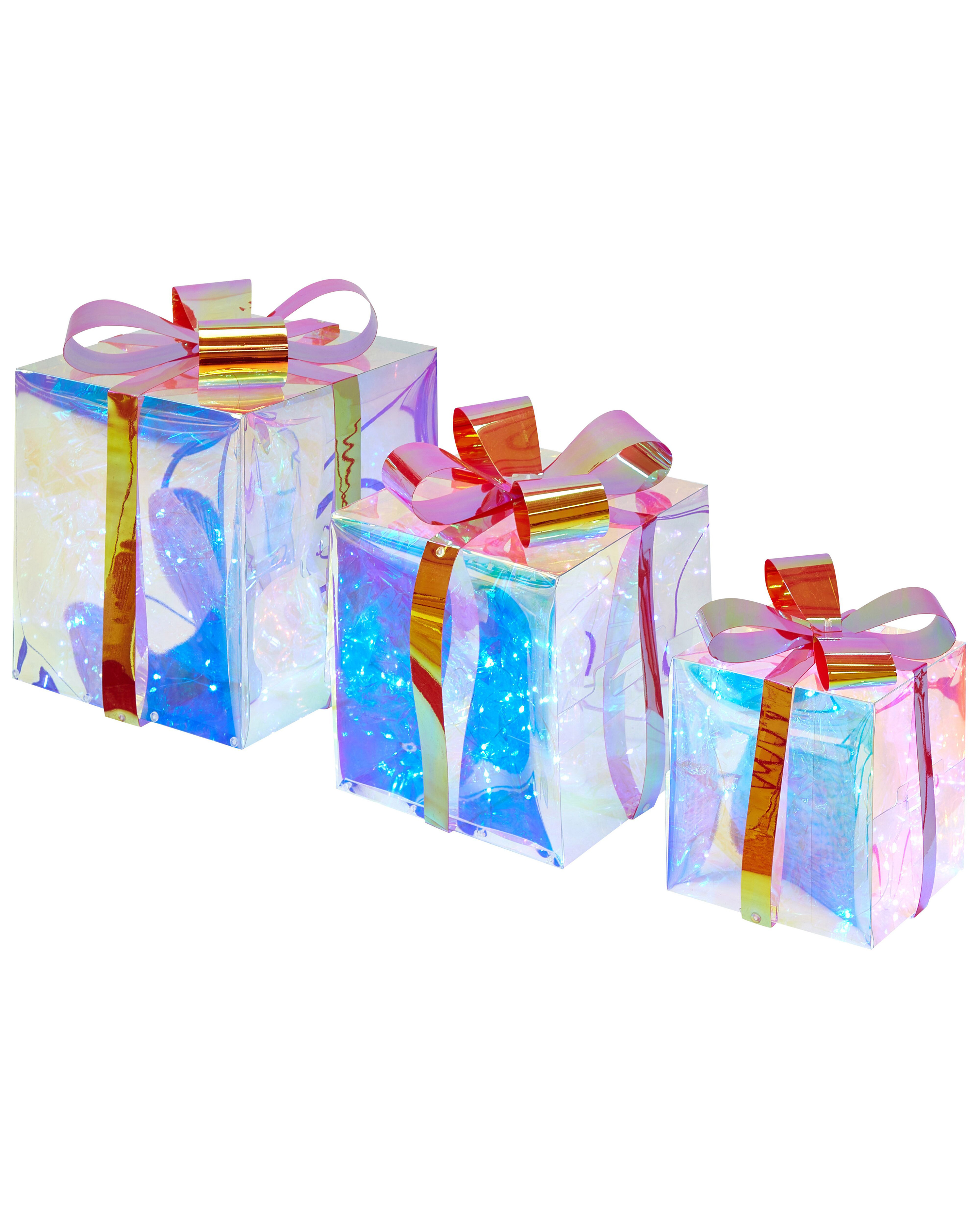 Lot de 3 décorations à LED cadeaux de Noël multicolores 25 cm CAPELLA_887172